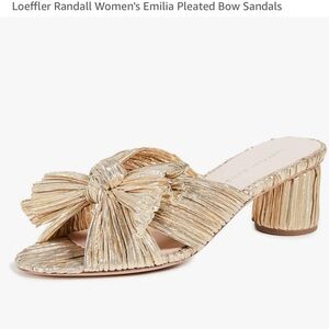 MWOT Loeffler Randall Gold Pleated Bow Sandals